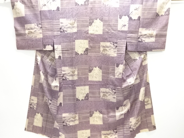 JAPANESE KIMONO / ANTIQUE MENS JUBAN / SHIKISHI & DEER & BIRDS
